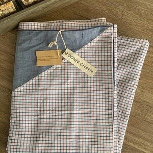 NWT: DONNI CHARM WOMAN’S DIAGONAL BLUE DENIM/RED CHECK SCARF 100% COTTON 66x52
